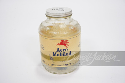 CIRCA 1930S-40S MOBIL AERO AVIATION OIL GOLD BAND GLASS BOTTLE - 2