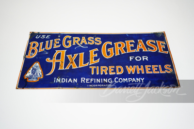 LATE TEENS-EARLY '20S BLUE GRASS AXLE GREASE TIN SIGN