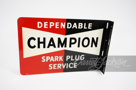 LATE 1950S-EARLY '60S CHAMPION SPARK PLUGS TIN FLANGE SIGN