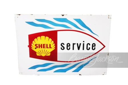 LARGE CIRCA EARLY 1960S SHELL SERVICE PORCELAIN SIGN