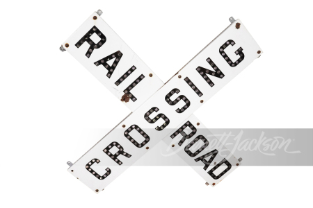 1940S RAILROAD CROSSING PORCELAIN SIGN