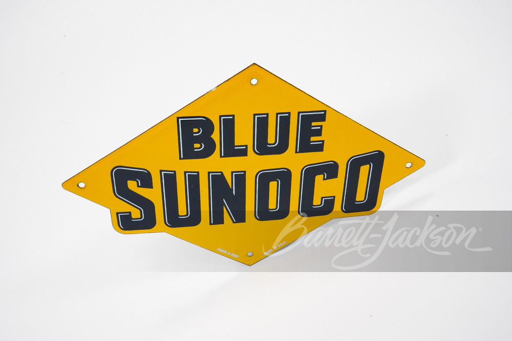 CIRCA 1940S BLUE SUNOCO PORCELAIN SIGN