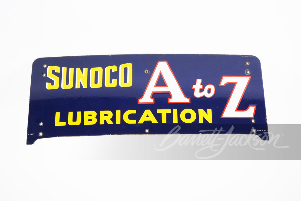 1940S SUNOCO OIL A-TO-Z LUBRICATION PORCELAIN SIGN