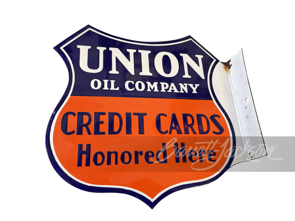 CIRCA LATE 1920S-EARLY '30S UNION OIL COMPANY PORCELAIN FLANGE SIGN