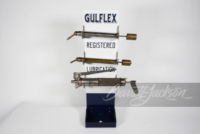 1940S GULF OIL GULFLEX PORCELAIN GREASE-GUN RACK