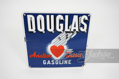 1940S DOUGLAS AVIATION TESTED GASOLINE PORCELAIN PUMP PLATE SIGN