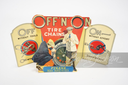 1920S PYRENE OFF N ON TIRE CHAINS CARDBOARD DISPLAY