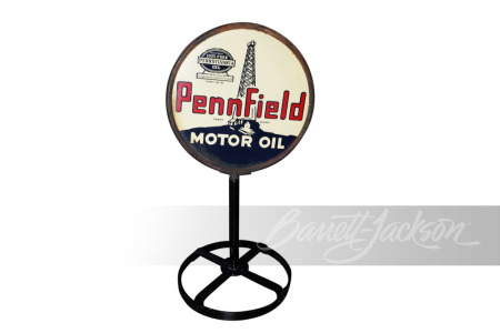 1930S PENNFIELD MOTOR OIL PORCELAIN CURB SIGN