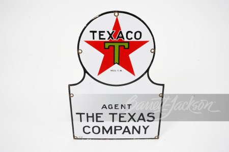 1937 TEXACO OIL "AGENT" PORCELAIN VEHICLE DOOR PLATE PORCELAIN SIGN