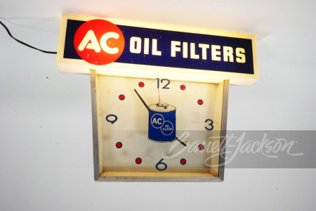 EARLY 1960S AC OIL FILTERS LIGHT-UP CLOCK