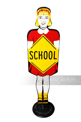 1950S SAFETY SIGN COMPANY TIN SCHOOL ZONE SIGN