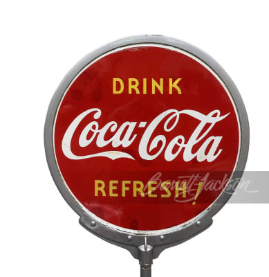 1940S COCA-COLA PORCELAIN CURB SIGN - 3