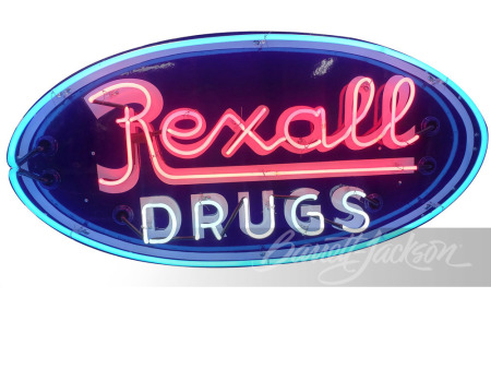 CIRCA 1940S REXALL DRUGS NEON PORCELAIN SIGN