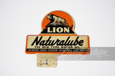 CIRCA 1930S-40S LION NATURALUBE MOTOR OIL LICENSE PLATE SIGN