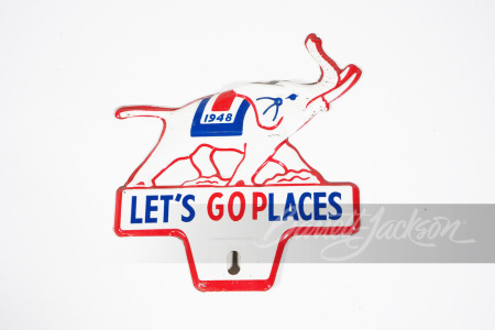 1948 GOP "LET'S GO PLACES" LICENSE PLATE SIGN