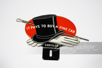 CIRCA 1930S CHRYSLER LICENSE PLATE ATTACHMENT SIGN