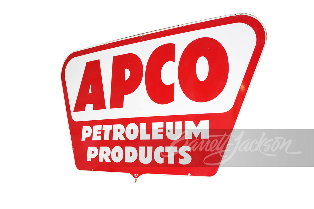 LARGE 1955 APCO PETROLEUM PRODUCTS PORCELAIN SIGN