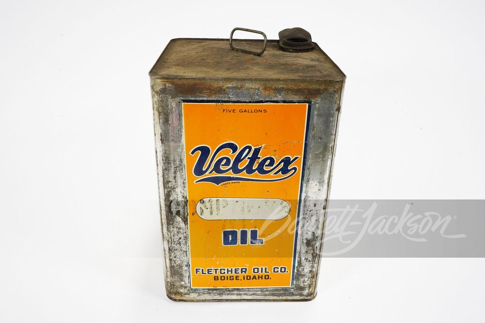 1930S FLETCHER VELTEX OIL TIN