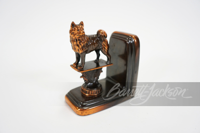 1930S-40S HUSKY OIL DEALER AWARD DESK BOOKEND