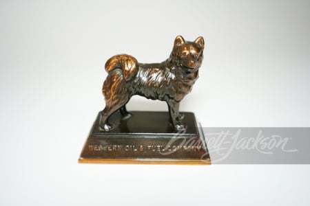 1930S HUSKY OIL CAST-BRONZE PAPERWEIGHT