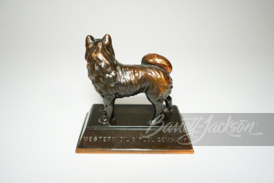 1930S HUSKY OIL CAST-BRONZE PAPERWEIGHT - 2