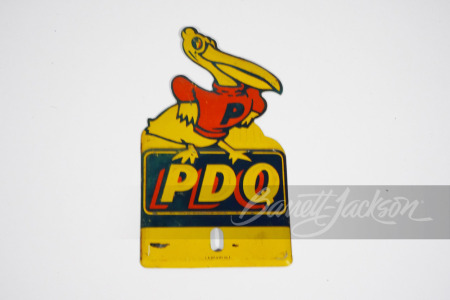 TIN PDQ GASOLINE LICENSE PLATE ATTACHMENT SIGN