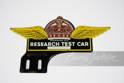 1930S STANDARD OIL RESEARCH TEST CAR TIN LICENSE PLATE SIGN