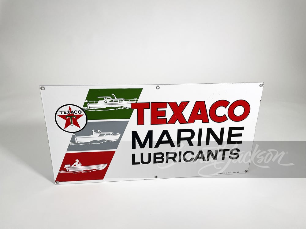 1962 TEXACO MARINE LUBRICANTS PORCELAIN SIGN