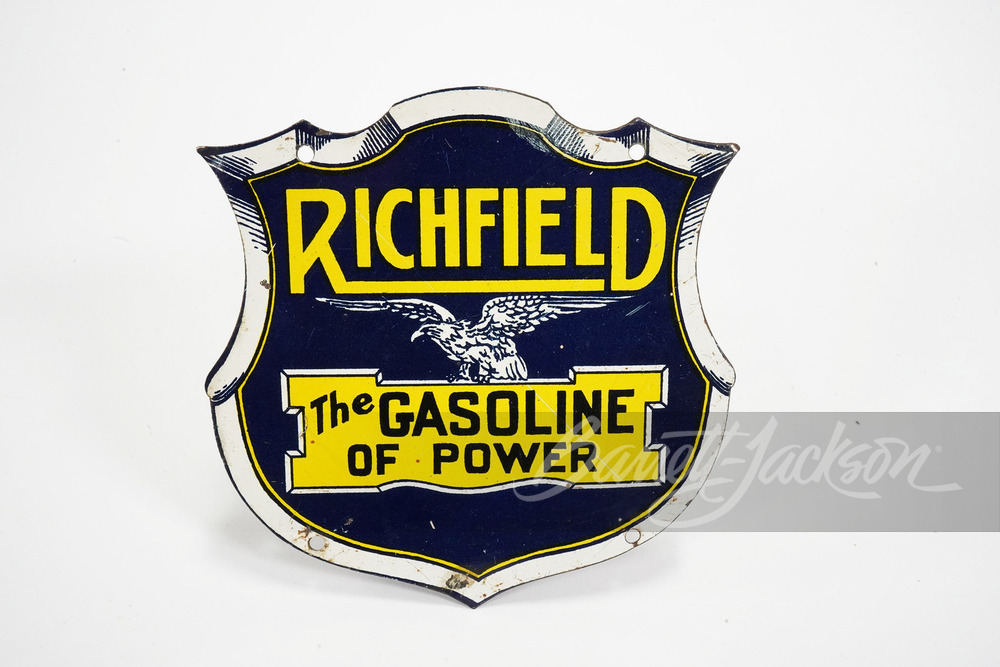 LATE 1920S RICHFIELD GASOLINE TIN PUMP PLATE