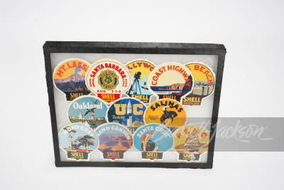 12 CIRCA 1920S SHELL OIL OF CALIFORNIA WINDOW DECALS