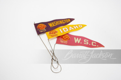 THREE LATE 1920S SHELL OIL COLLEGIATE TEAMS DISPLAY PENNANTS