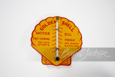 1930S GOLDEN SHELL MOTOR OIL TIN THERMOMETER