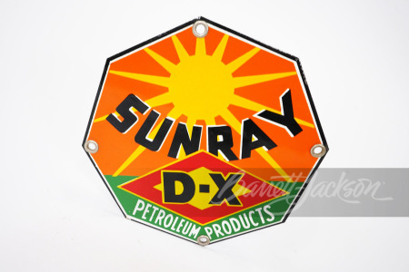 CIRCA 1930S SUNRAY D-X PETROLEUM PRODUCTS PORCELAIN PUMP PLATE SIGN