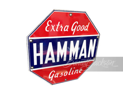 1930S HAMMAN GASOLINE PORCELAIN SIGN