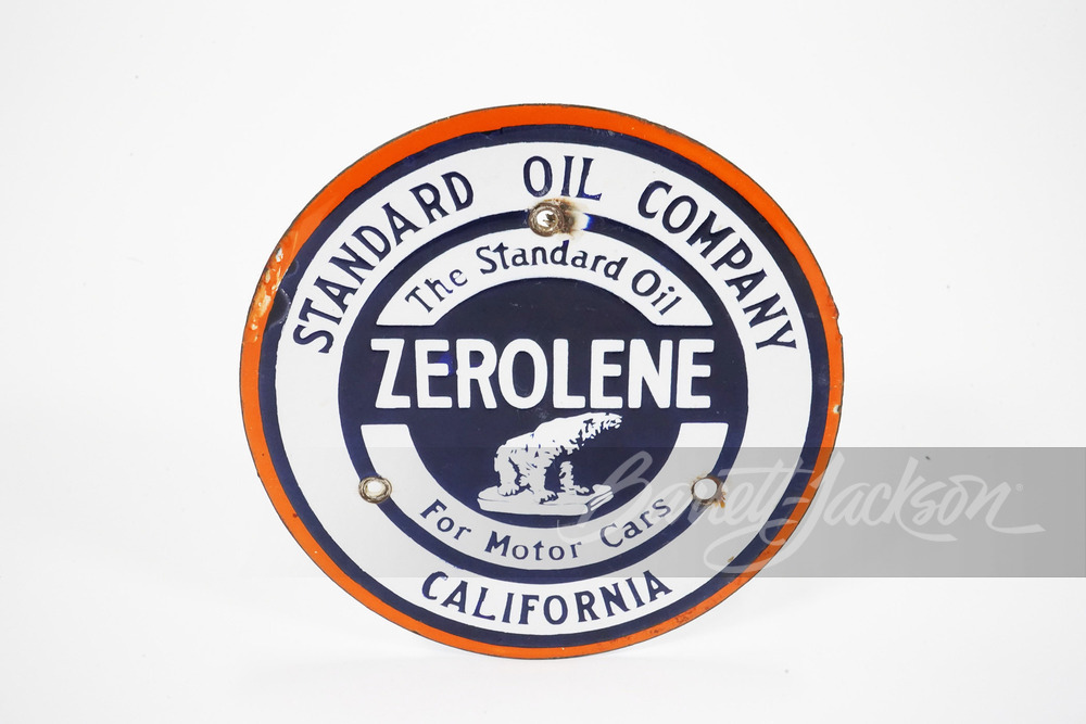 1920S STANDARD OIL OF CALIFORNIA ZEROLENE PORCELAIN LUBESTER PLATE