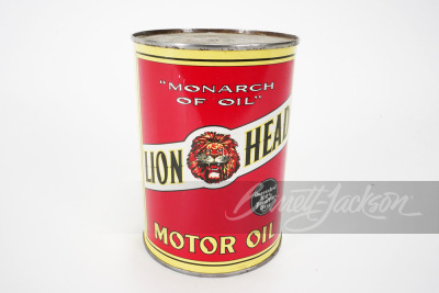 GILMORE LION HEAD MOTOR OIL METAL QUART CAN - 2