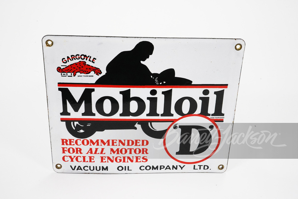 1930S GARGOYLE MOBILOIL "D" PORCELAIN SIGN