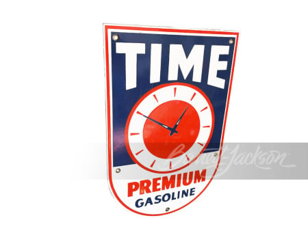 1940S-50S TIME PREMIUM GASOLINE PORCELAIN SIGN