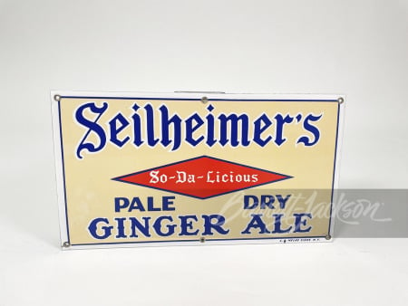 1920S-30S SEILHEIMER'S GINGER ALE PORCELAIN SIGN