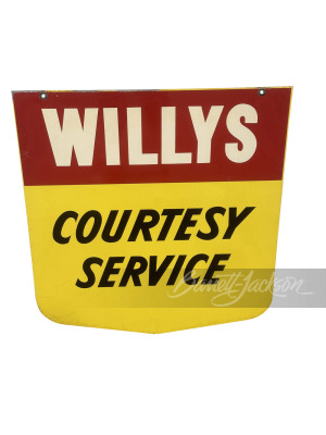 CIRCA 1950S WILLYS COURTESY SERVICE TIN SIGN - 2