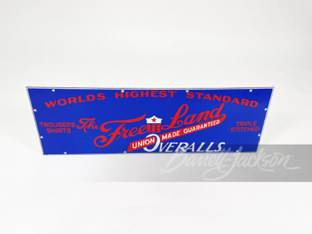 1930S FREE LAND OVERALLS PORCELAIN SIGN