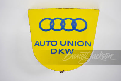 CIRCA 1950S AUTO UNION-AUDI-DKW PORCELAIN SIGN