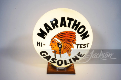 1920S-30S RED INDIAN HI-TEST MARATHON GASOLINE GAS PUMP GLOBE - 2