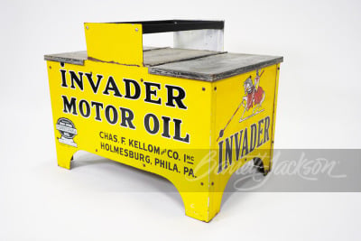 1930S INVADER MOTOR OIL PORCELAIN DISPLAY RACK - 2