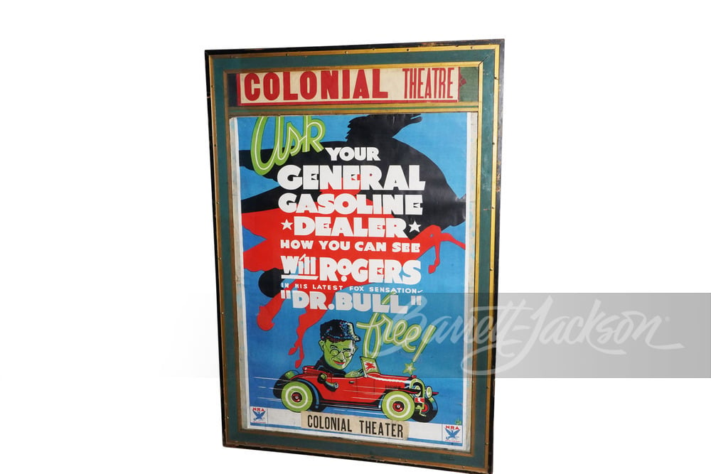 1930S GENERAL PETROLEUM WILL ROGERS "DR. BULL" MOVIE THEATER POSTER