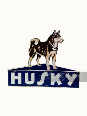 1940S-50S HUSKY OIL PORCELAIN SIGN