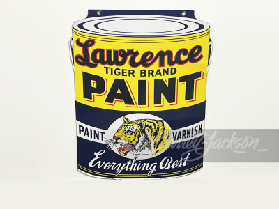 1930S LAWRENCE TIGER BRAND PAINT PORCELAIN SIGN - 2