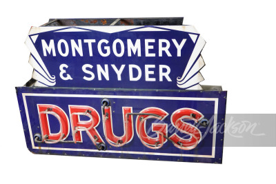 1930S MONTGOMERY & SNYDER DRUGS NEON PORCELAIN SIGN - 2