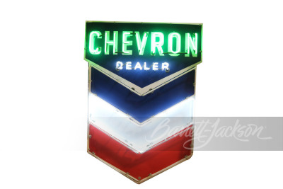 1950S CHEVRON OIL PORCELAIN SIGN WITH ANIMATED NEON