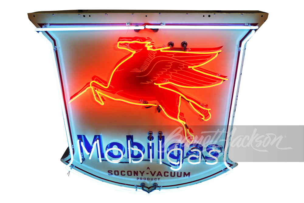 1930S MOBILGAS PORCELAIN NEON SIGN